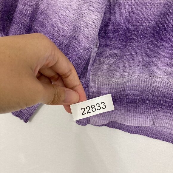 New DG2 Diane Gilman size XL Purple Crew Neck Puff Sleeve Light Knit Sweater - Picture 9 of 9